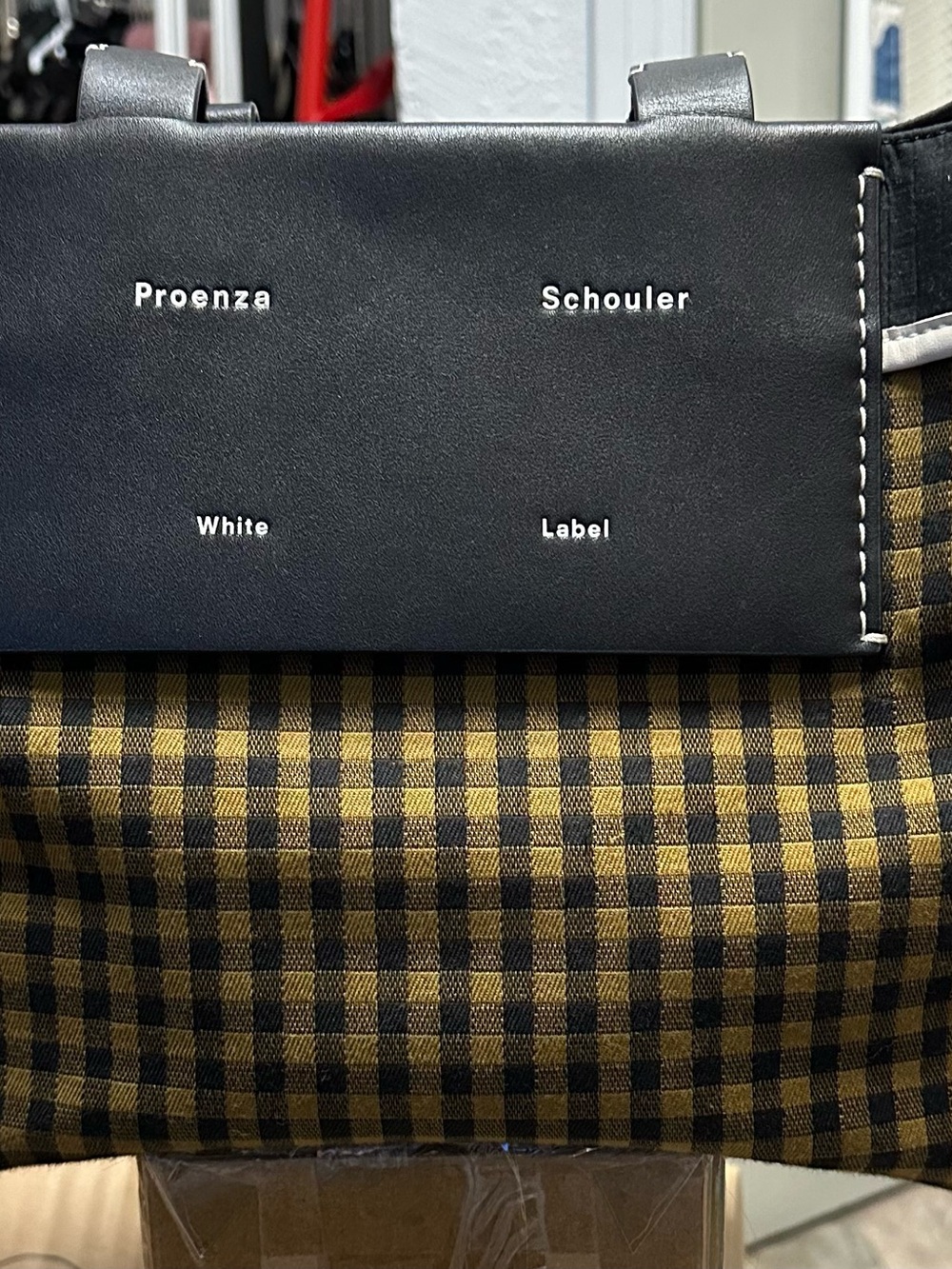 Proenza Schouler Black Leather & Brown Checkered Messenger Bag